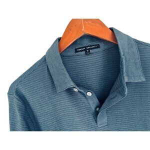 Robert Barakett Greenbow Polo Shirt Long Sleeve Cotton Blend Washed Blue Size Me